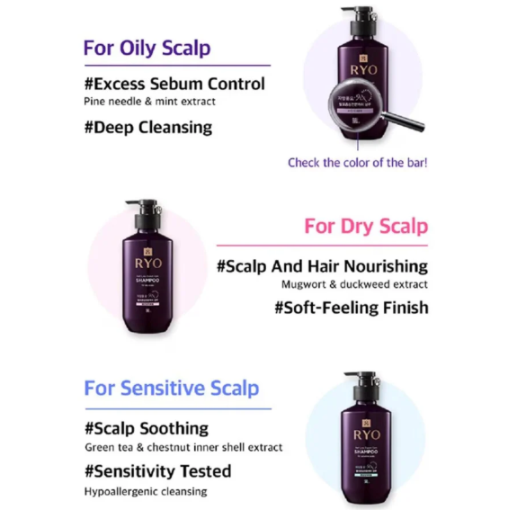 RYO Hair Loss Expert Care Shampoo Series 3 Types